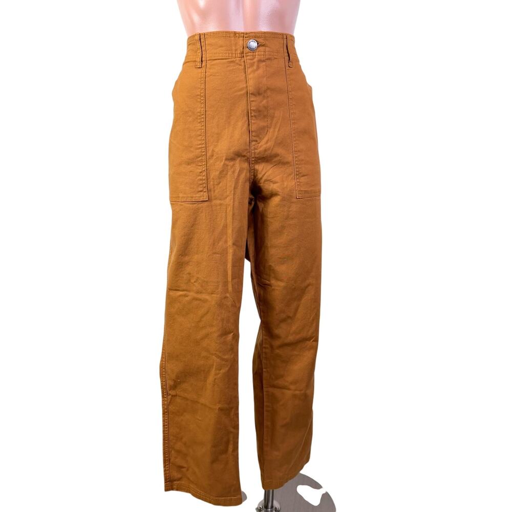 Canvas Gorpcore Straight Leg Utility Cotton Pants Granola Girl Camel Size XL NWT